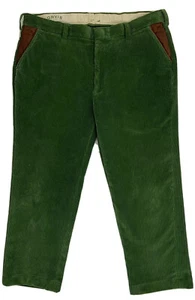 Hombres Verde ORVIS Pana Cordón Pantalones Cuero Ribete Bolsillos Brisbane Musgo Talla 40? - Imagen 1 de 12