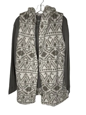 Koolaburra por UGG SET Acogedor Sherpa Chaleco con Capucha y Camiseta Manga Larga Gris Mediano Nuevo Foto 1 de 4