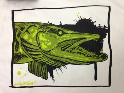 Simms Solar Tech T-Shirt - UPF 30+ Long Sleeve Muskie Face White MEDIUM