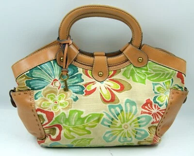 Bolso de hombro Fossil para mujer de lona tropical de cuero con asas superiores Foto 1 de 4