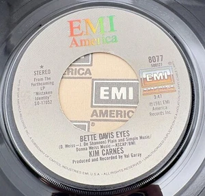 Kim Carnes Bette Davis Eyes / Miss You Tonite 45 Vinyl 80s Rock EMI America - Picture 1 of 6