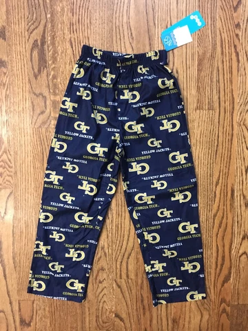 New NWT Blue Georgia Tech Yellow Jackets Pajama Pants Pjs Youth Boys Size 5/6 Cover