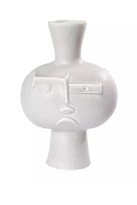 NEW Jonathan Adler Metropolis Vase Grey Medium In Box Frown Sad Face Ships FAST - Picture 1 of 7