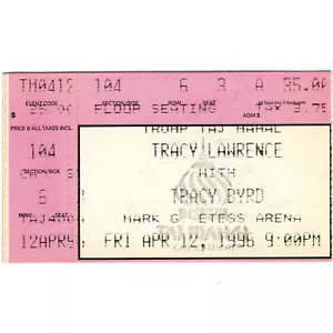 Biglietto concerto TRACY LAWRENCE & TRACY BYRD Stub ATLANTIC CITY 4/12/96 TRUMP raro - Foto 1 di 2
