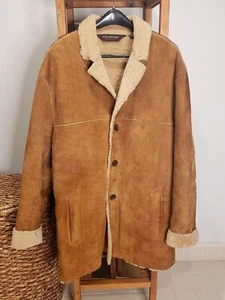 Men's Tan Shearling Coat by Marc New York. Size XL in Excellent Condition. - Picture 1 of 13