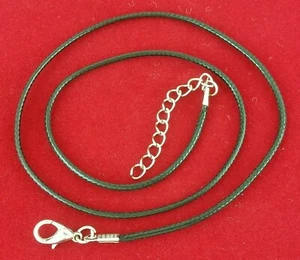 Twisted Hand Braid Black Leather Rope Chain Cord String Necklace Silver 18" - Picture 1 of 33