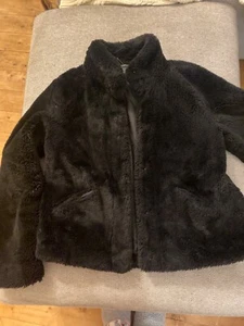 black faux fur jacket size small. Lined Brand- Only. Good condition - Picture 1 of 3