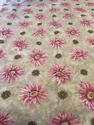 Waverly Laura Hancock  L.H. Olympia Pink Daisies Floral 77” x 56" cotton fabric - Image 1 of 4