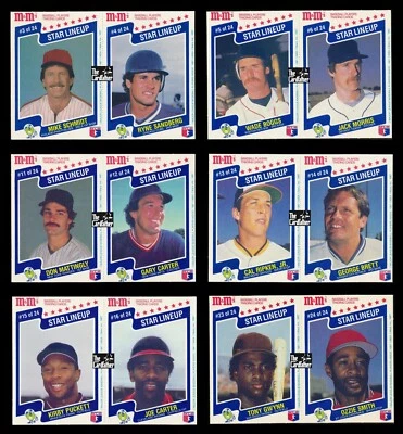 1987 M&Ms "Star Lineup" 2-Card Perforated Panels. $1.65 to $2.45 each. You Pick. - Image 1 of 4