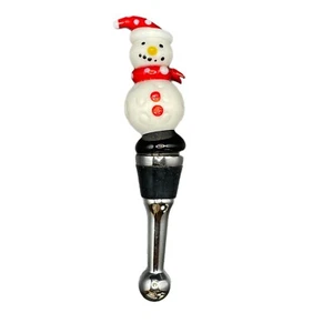 Artisitc Creations Hand Made Art Glass Snowman Golfball Wine Decanter Topper - Picture 1 of 7