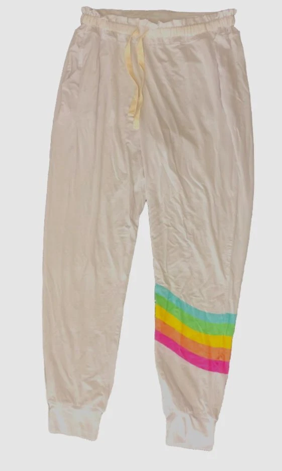 Pantalones de pijama de pierna modal aguamarina blanca a rayas talla S $81 a rayas Foto 1 de 1