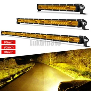 10" 20" 30" LED Light Bar Spot Flood Combo Truck Offroad 4WD ATV SUV Light Amber - Picture 1 of 20