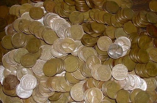 Lot of 500 Circulated THIRTIES Lincoln Wheat Cents 1930-1939 (= 10 Rolls)! - Image 1 of 1