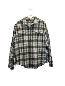 Eddie Bauer Seattle USA Men’s Plaid Gray Flannel Shirt Jacket XXL Big & Tall - Picture 1 of 9