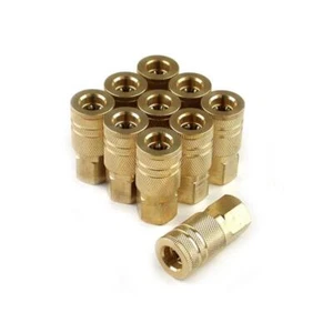 Air Compressor Coupler Set 10-Piece 1/4 In. Brass 6-Ball Female Industrial Gold - Picture 1 of 5
