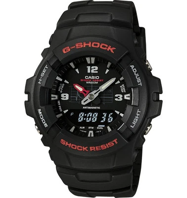 Casio G100-1BV, G-Shock Analog/Digital Watch, Black Resin Band, Alarm, - Image 1 of 2