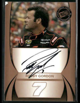 2010 Press Pass Autographs Robby Gordon Auto 13/20 Poor *Corner/Crease* - Image 1 of 2