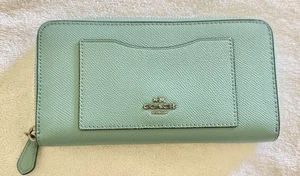 Cartera Coach acordeón cremallera alrededor F54007 en cuero de grano cruzado en muy buena condición - Imagen 1 de 6