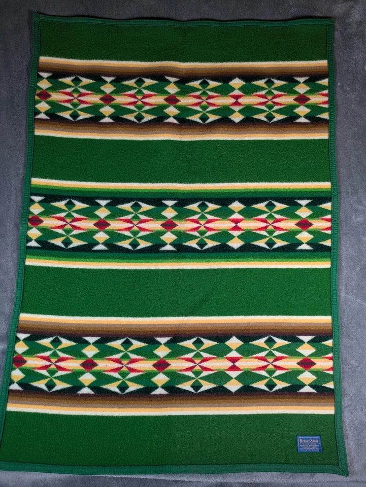 Pendleton Beaver State Blanket Throw Green Southwestern Geometric Lap Stripe - Image 1 of 4