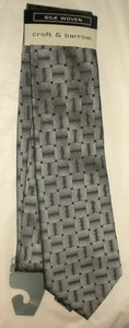 NWT Croft & Barrow Men's Silver Black Square Pattern All Silk Tie - Picture 1 of 3