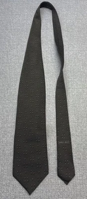 Corbata Giorgio Armani Seda Marrón Oscuro/Dorado Cuadrado Geométrico Italia Foto 1 de 4