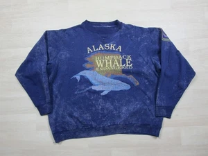 Felpa balena vintage Alaska gobba pesce balena mammifero grafica girocollo (XL) - Foto 1 di 11
