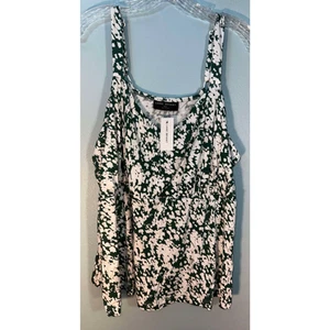 Lane Bryant Womens Plus Size 22/24 Tank Top Green & White Floral NWT - Picture 1 of 8