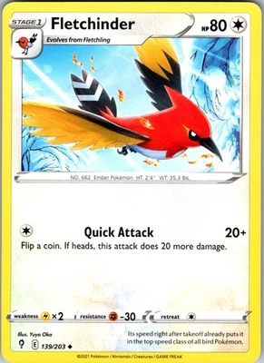 Fletchinder 139/203 Uncommon Regular SWSH07: Evolving Skies NM - Image 1 of 2