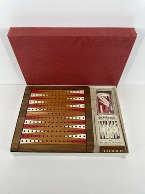 DRUEKE’S PEG BACKGAMMON GAME No. 9054 hardwood board complete w/box - Image 1 of 4