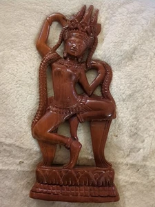 VINTAGE VINTAGE BALINESISCHE HANDGESCHNITZTE WEIBLICHE HOLZFIGUR - Bild 1 von 3
