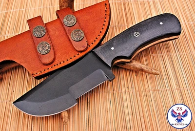 CUCHILLO RASTREADOR DE CAZA CON HOJA FIJA DE ACERO AL CARBONO HECHO A MANO PERSONALIZADO ZS 83 Foto 1 de 4