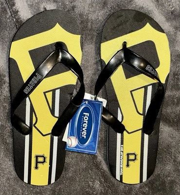 Nuevas Chanclas Negras Piratas de Pittsburgh Nuevas con Etiquetas Para Hombre Talla 7-8 Forever Collectibles Foto 1 de 2