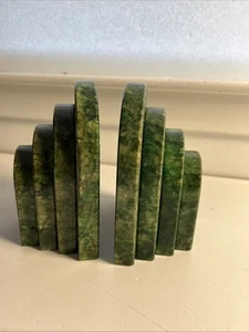 Vintage Bookends Green Marble Stone  MCM Bookends Art Deco Classic Made In Italy - Picture 1 of 11
