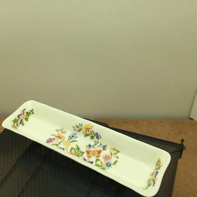 AYNSLEY ENGLISH COTTAGE GARDEN FINE BONE CHINA OLIVE NUT BUTTER TRAY ENGLAND - Image 1 of 4