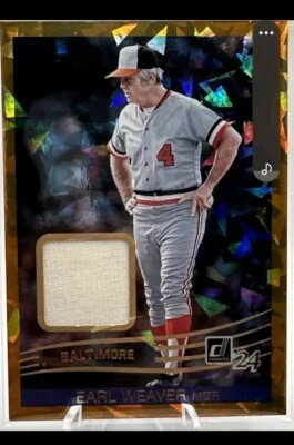 2024 DONRUSS EARL WEAVER 1984 RETRO ORANGE CRACKED ICE  PATCH ORIOLES SP 38 - Image 1 of 2