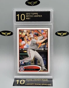 2012 Topps Washington Nationals BRYCE HARPER #661 rookie RC graded mint LRG 10 - Picture 1 of 2