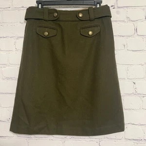 J Crew Green Label Women’s Career Skirt 4 Wool Green A-Line - Picture 1 of 3
