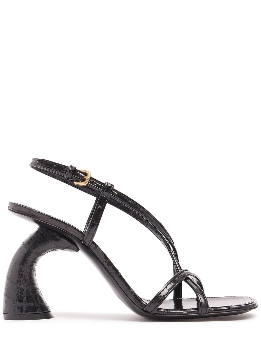Dries Van Noten ブラック編み込みサンダル DRIES VAN NOTEN Black Embossed Leather 95mm Sandals New And