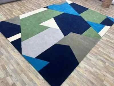 Modern Hand Tufted Rug Abstract Design Soft Nz Wool Area Rug Handmade Tufted Rug - Image 1 of 4