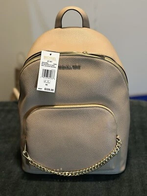 Mochila nova com etiquetas Michael Kors jet set couro vegano corrente média em camelo MSRP $328 - Imagem 1 de 4