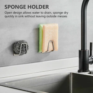 Adhesive Sponges Holder Sink Caddy For Kitchen Accessories Stainless Steel - Picture 1 of 13