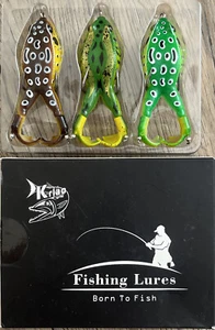 Krlao Fishing Lures. Top Water, Salt Water, Fresh Water 3 Pieces Frogs Open Box - Picture 1 of 2