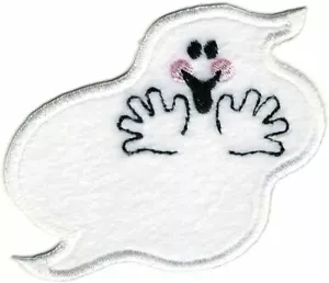 4" Large White Felt Halloween Ghost Spirit Embroidery Patch - Picture 1 of 1