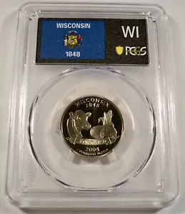 2004-S 25c SILVER PCGS PR70DCAM WISCONSIN QUARTER PROOF DEEP CAMEO PR 70 DC WI - Picture 1 of 4