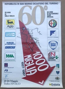 Poster Mille Miglia 1987 großes Rennevent Poster 39" 60. Rennjubiläum - Bild 1 von 8