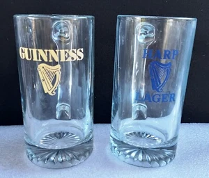 Guinness Stout & Harp Lager Beer Mugs Glass Rare Collectible Stein 5 1/2" Tall - Picture 1 of 9