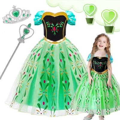 Frozen Anna Fancy Dress Up Princess Costume Cosplay Outfit Girls Birthday Party - Image 1 of 4
