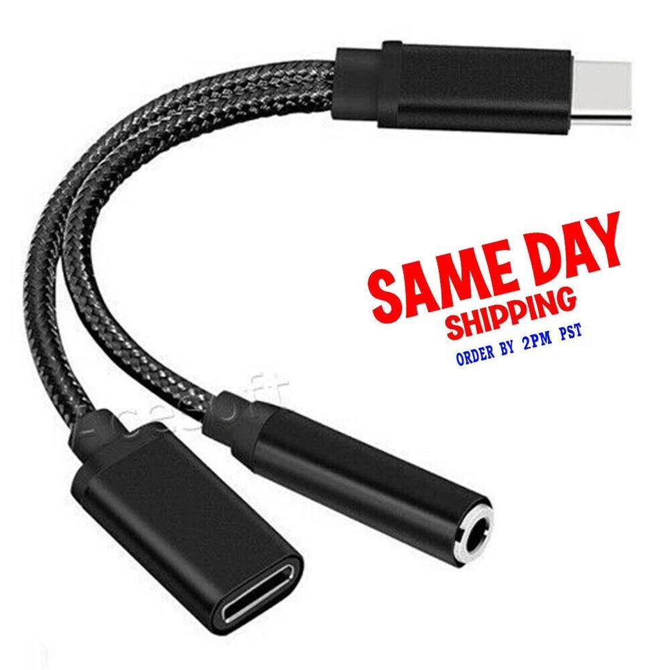 Type-C to 3.5mm Audio Earphone Adapter Charger Cable Wire fit Google Pixel 2 XL - Image 1 of 1