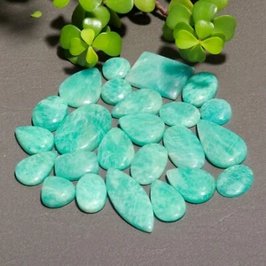 24 Pc 396 Cts Natural Amazonite Loose Cabochon Gemstone Lot 22X32-14X18mm #12491 - Picture 1 of 8