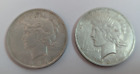 Lot of 2 Silver PEACE Dollars Both from 1923 - Free Shipping, show wear
